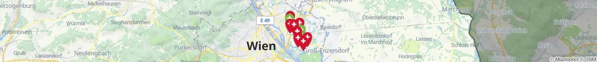 Kartenansicht für Apotheken-Notdienste in der Nähe von Breitenlee (1220 - Donaustadt, Wien)